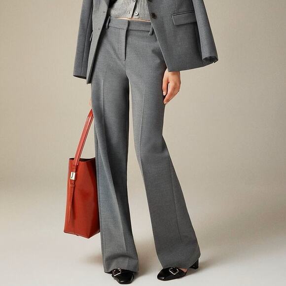 J. Crew Wide Leg Trouser Four-Season Stretch Heather Smoked Graphite NWT 22 - Picture 1 of 10